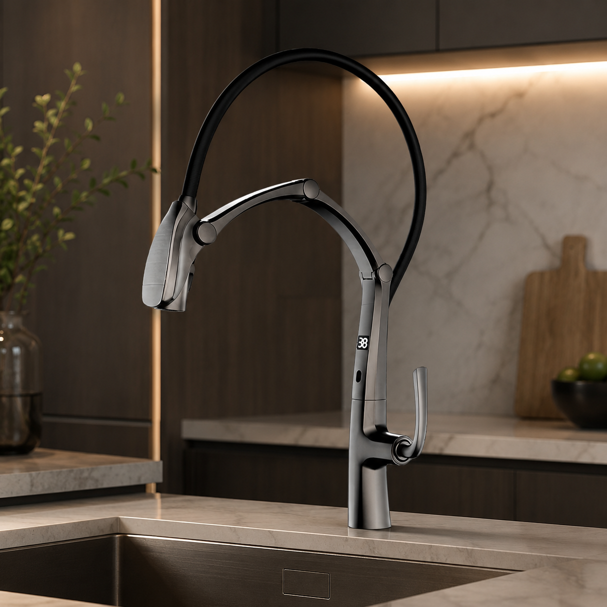 COBRA| PULL DOWN KITCHEN FAUCET WITH LED DISPLAY AND SENSOR