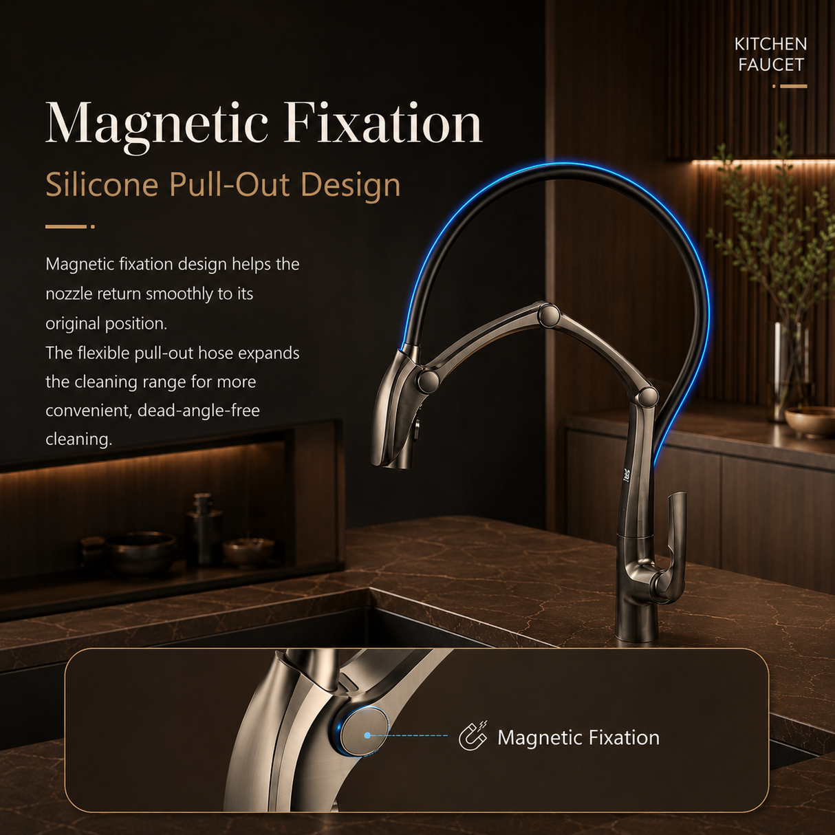 COBRA| PULL DOWN KITCHEN FAUCET WITH LED DISPLAY AND SENSOR