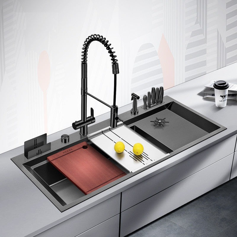 DEERA| 46.5" Luxury Complete Workstation Kitchen Sink Stainless steel Kitchen Sink Cup Rinser Sink