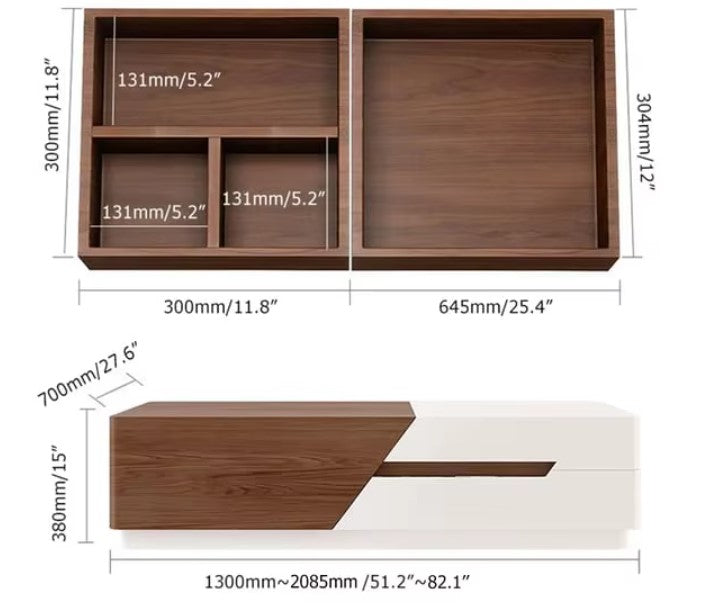 LAVEEN|LUXURY MODERN COFFE TABLE WITH STORAGE EXTENDABLE COFFE TABLE