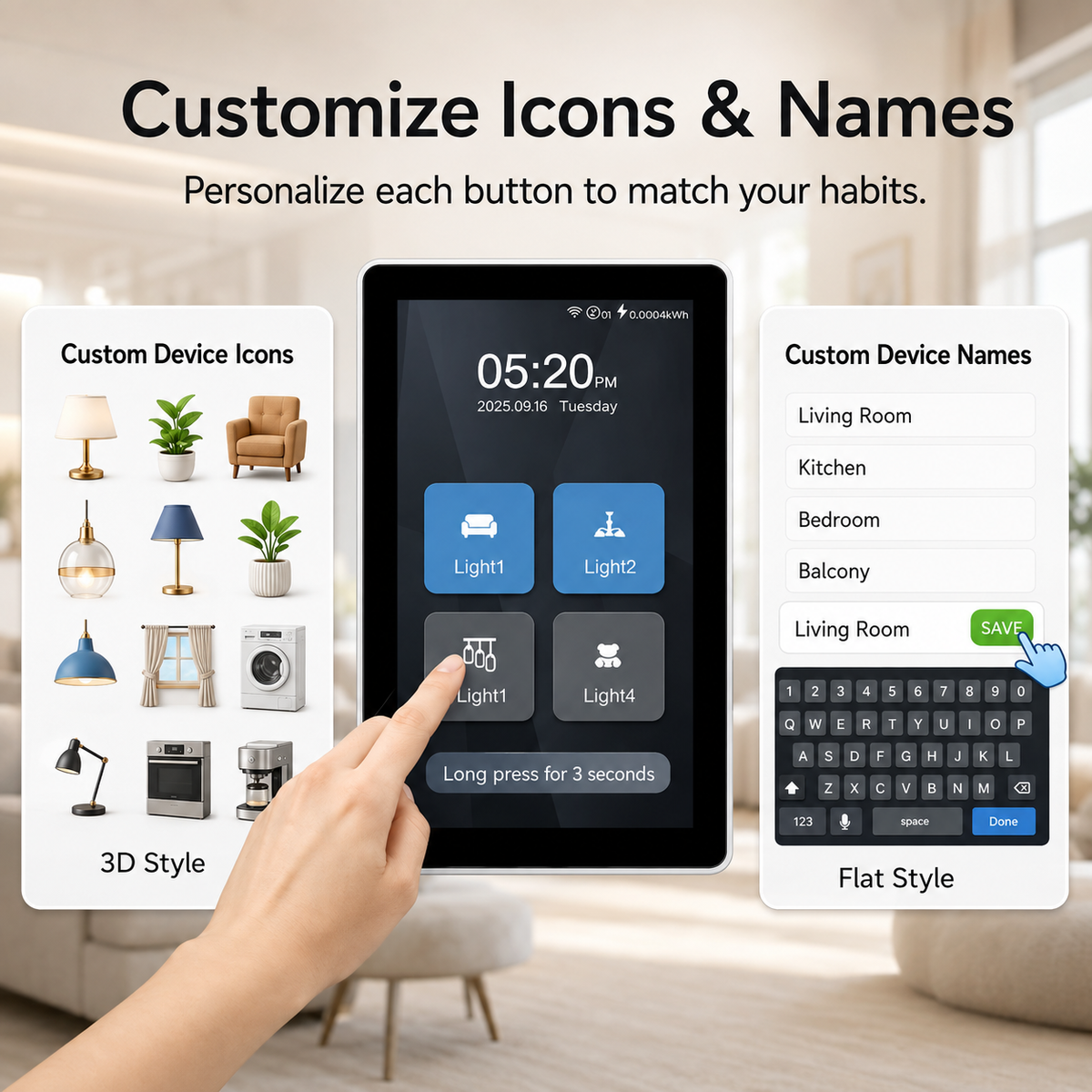 Wall LCD Light Switch Glass touch Screen Light Switch 6 in 1 1/2/3/4 Gang Curtain and Roller Blind Control Switch