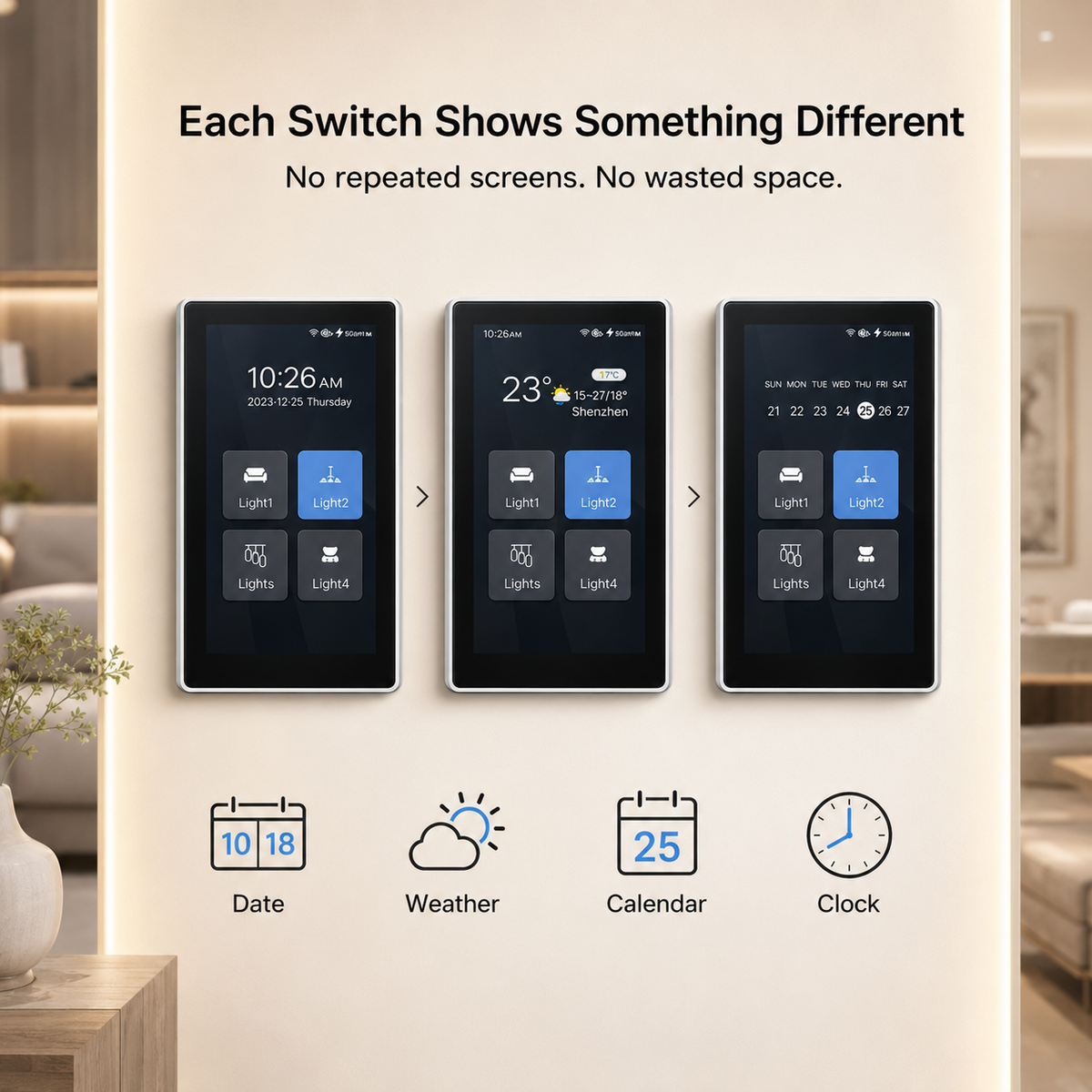 Wall LCD Light Switch Glass touch Screen Light Switch 6 in 1 1/2/3/4 Gang Curtain and Roller Blind Control Switch