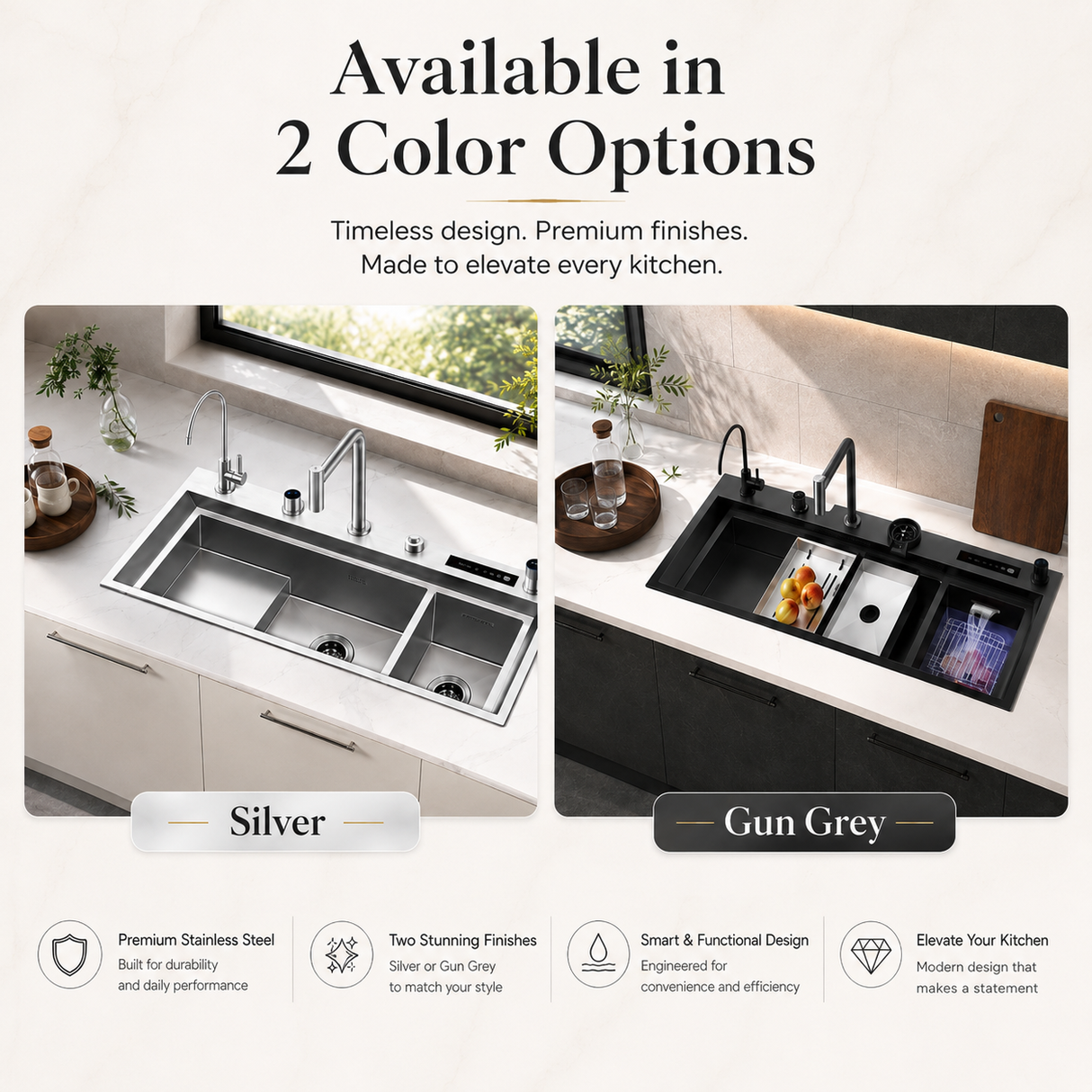 NIX|45"in Complete Kitchen Sink with Hydro Purification Digital Display Kitchen Sink