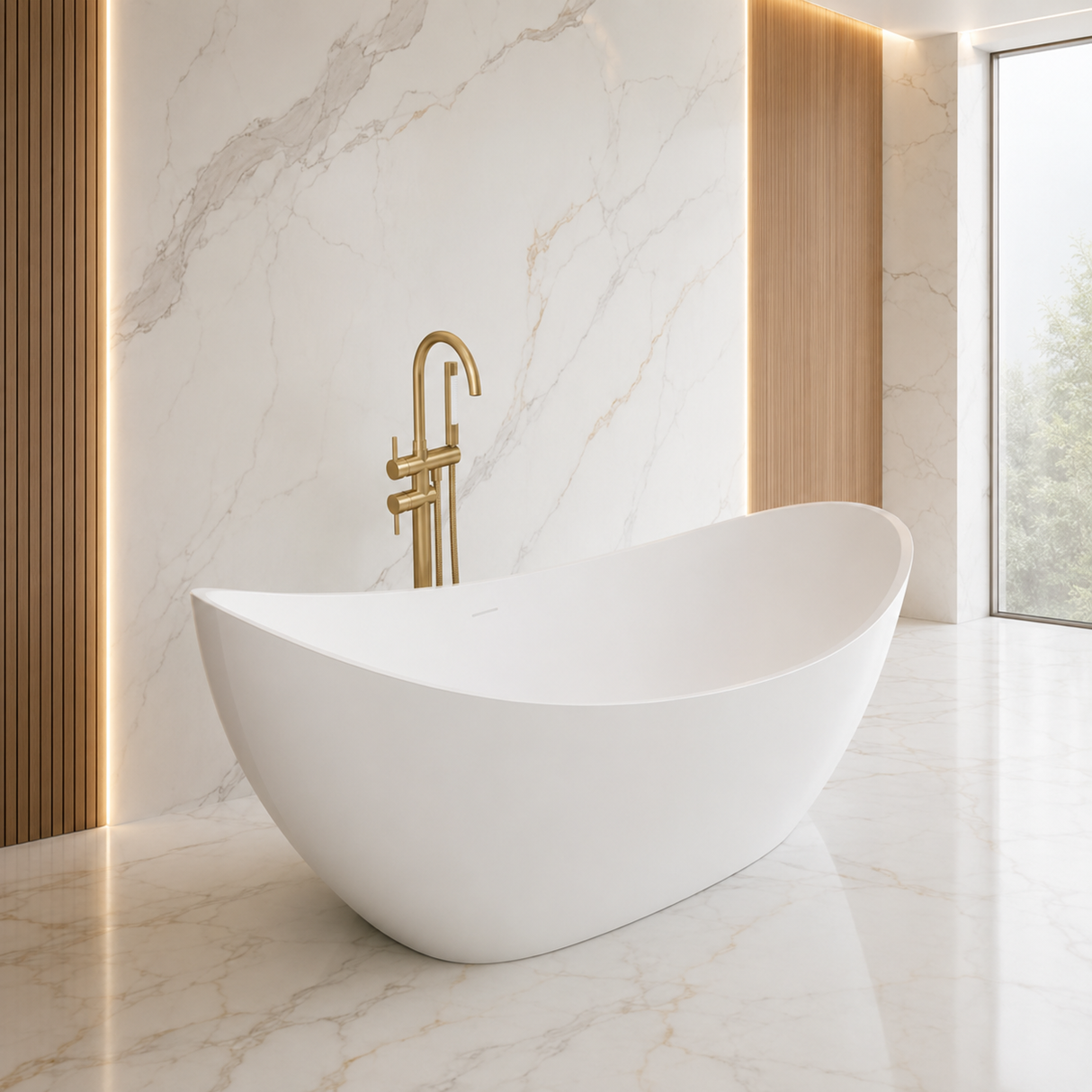 SLATE|74"FREE STANDNING BATHTUB SOLID SURFACE STONE RESIN SOAKING TUB