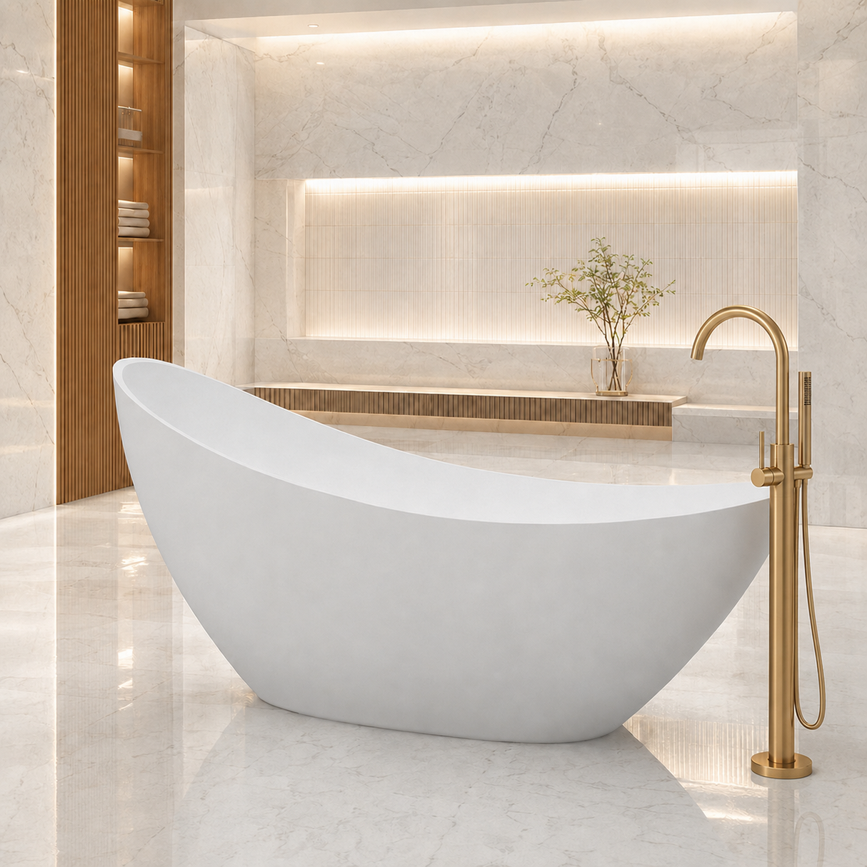 SLATE|74"FREE STANDNING BATHTUB SOLID SURFACE STONE RESIN SOAKING TUB