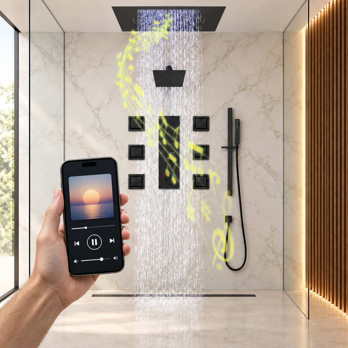 VIVRY|32" COMPLETE LUXURY SHOWER SYSTEM RAINFALL WATER MIST SPRAY SHOWER SYSTEM