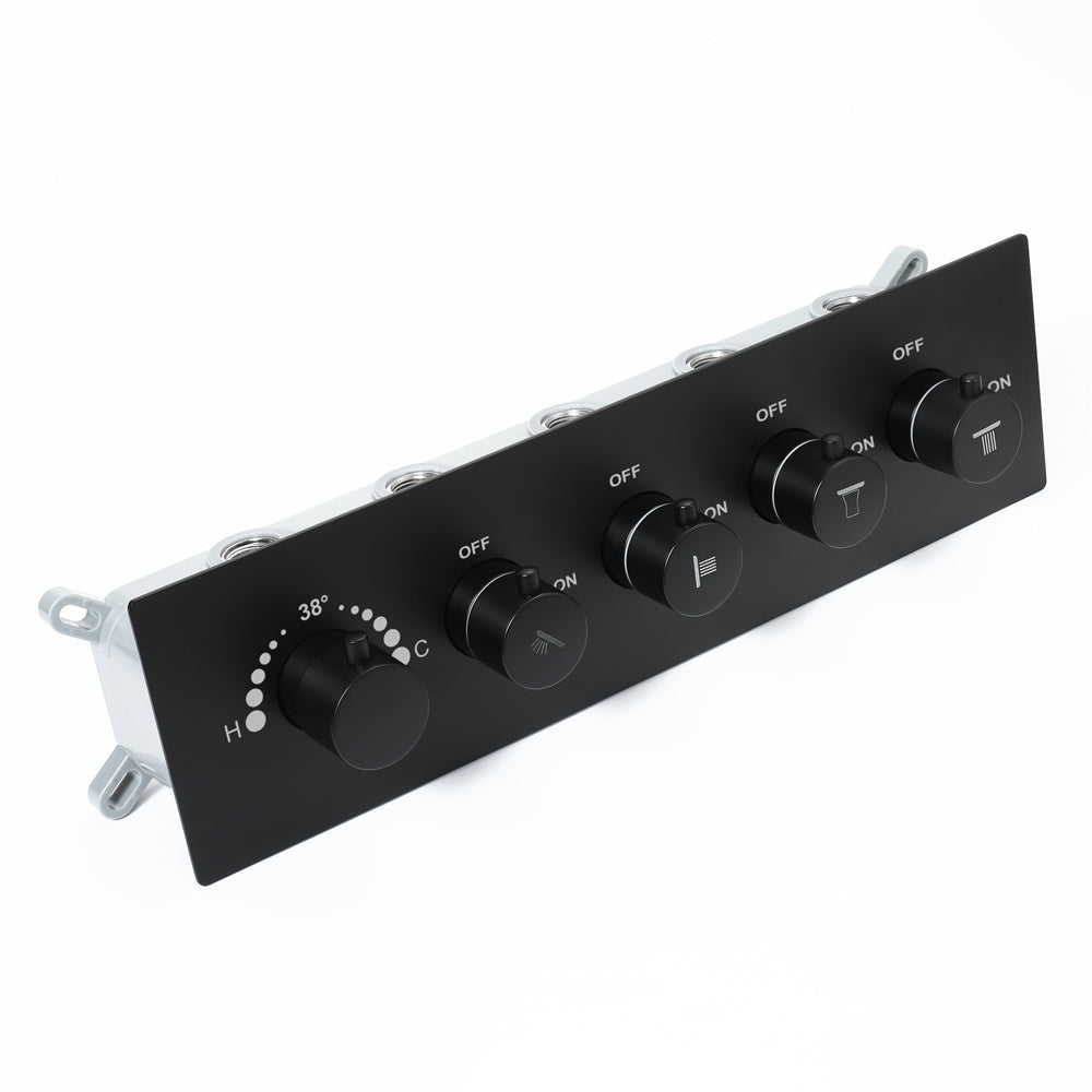 23" Ceiling mounted Thermostatic Complete Shower Set , LED Lights 2 Bluetooth Speakers, Rain & Waterfall Functions Smart Living and Technology