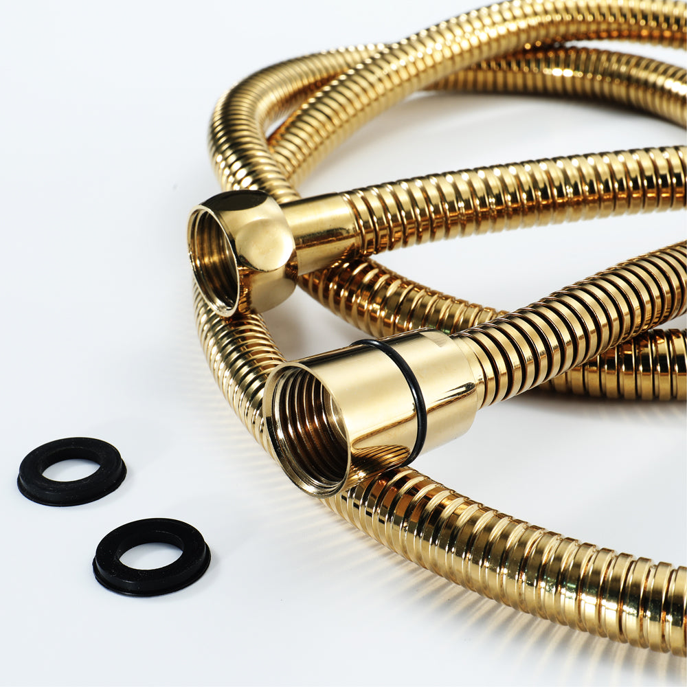 23"  Gold Complete Shower set Rain & Waterfall Functions. 2 Bluetooth Speakers 64 Colors LED lights , 6 Relaxing  Muscles Body Jets, Hand shower & Spouts. Smart Living and Technology