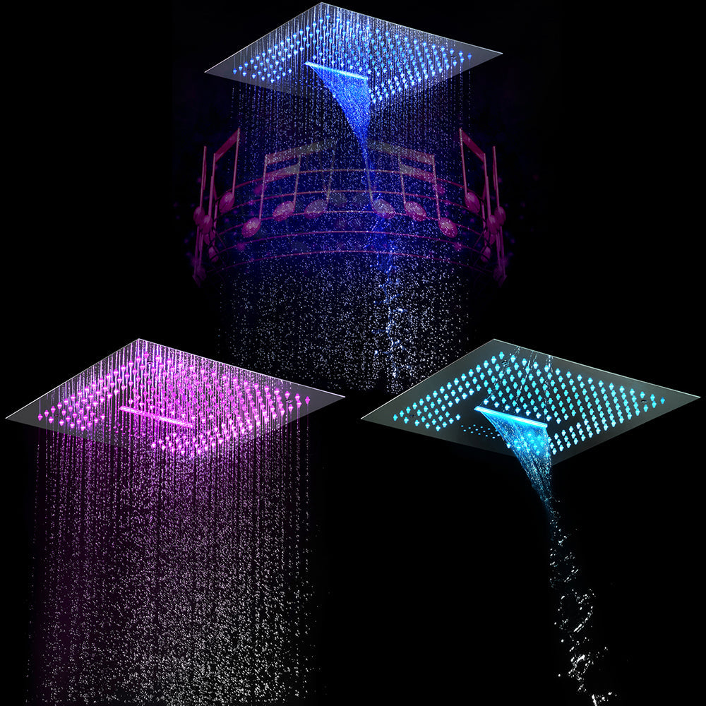 Arizona Luxury 16" x 16" LED Music Shower Rain & Waterfall Functions with Digital Control Smart Living and Technology