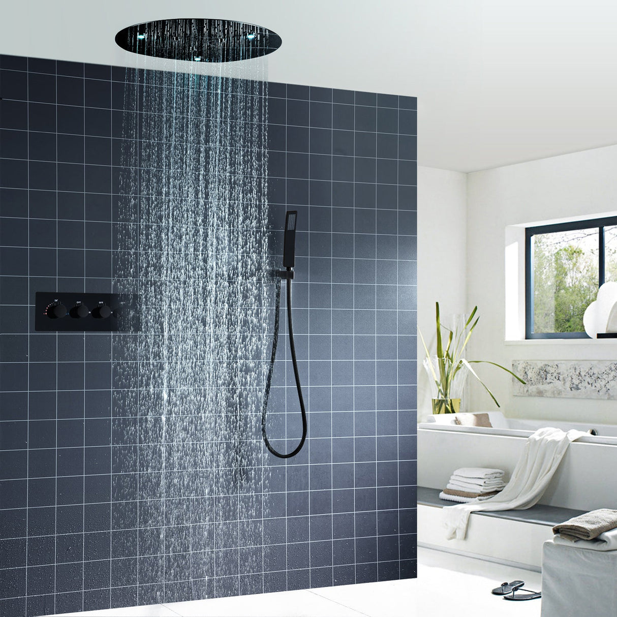 DREAM | 20" ROUNDED THERMOSTASTIC  LED SHOWER SET  304 STAINLESS STEEL SHOWER HEAD Smart Living and Technology