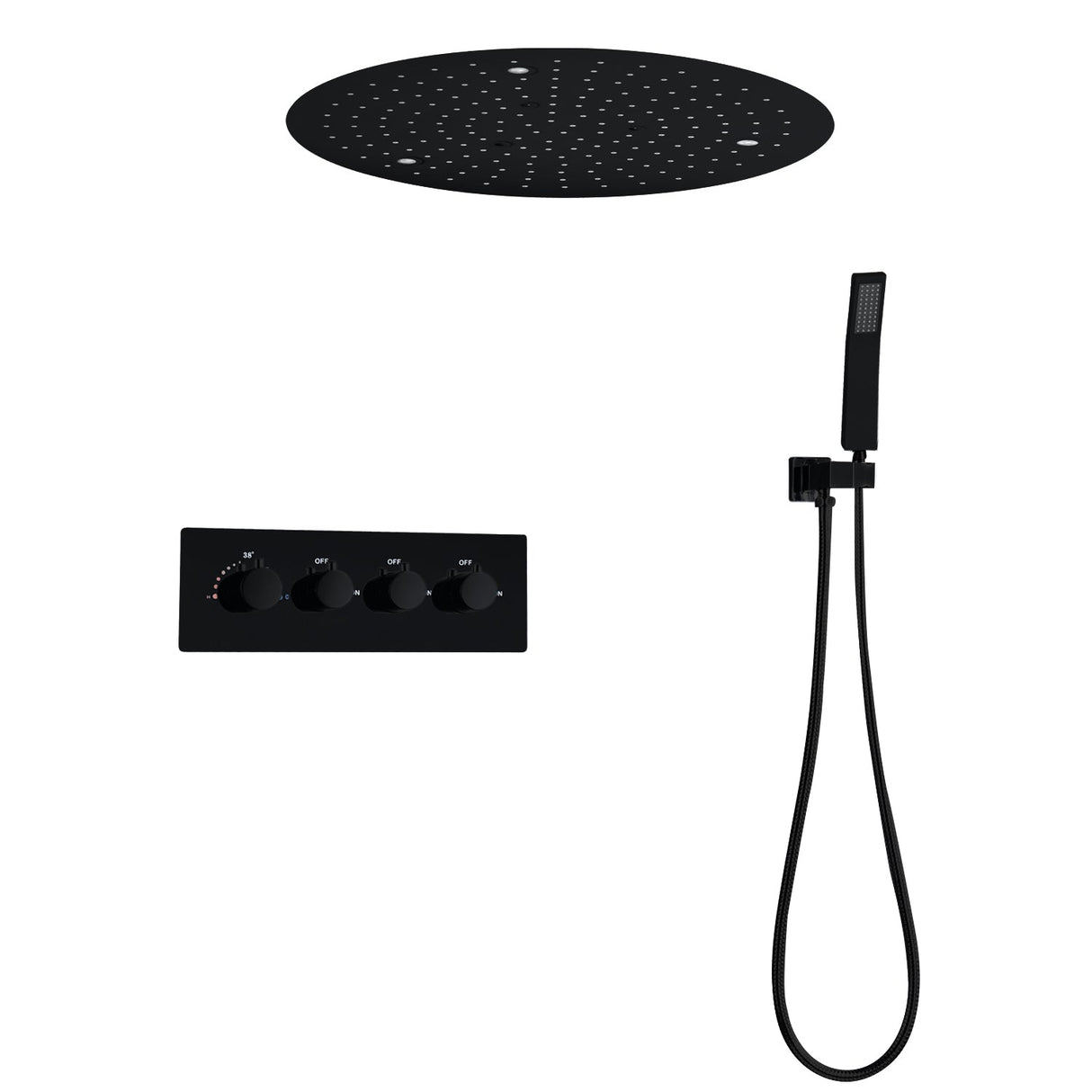 DREAM | 20" ROUNDED THERMOSTASTIC  LED SHOWER SET  304 STAINLESS STEEL SHOWER HEAD Smart Living and Technology