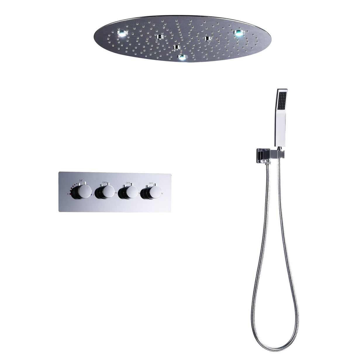 DREAM | 20" ROUNDED THERMOSTASTIC  LED SHOWER SET  304 STAINLESS STEEL SHOWER HEAD Smart Living and Technology