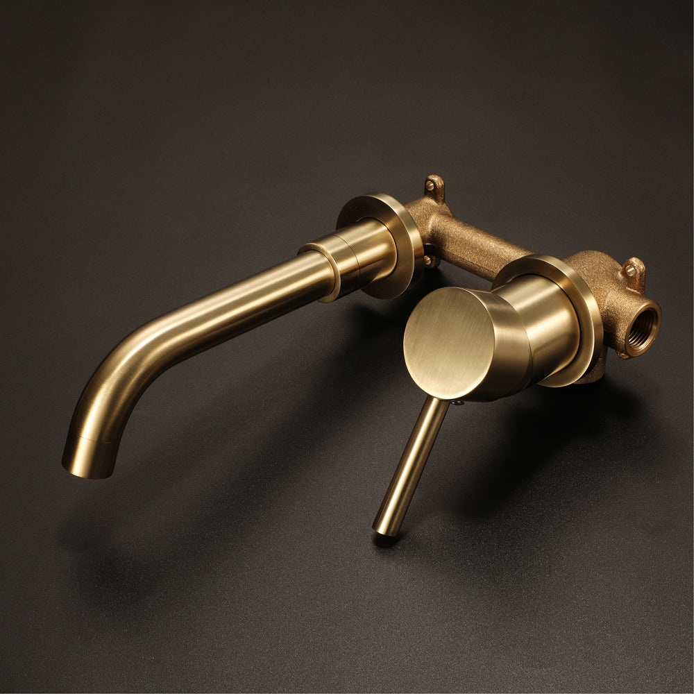 FURE| Brushed Gold Single Lever wall mounted bathroom faucet Smart Living and Technology