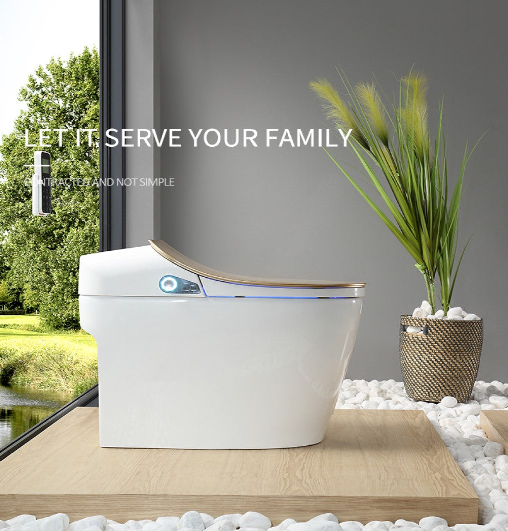 Glacier Luxury  One-Piece Smart Toilet Floor Mounted HD Screen &Remote Control Simple Fashionable Design -Red Wine Smart Living and Technology