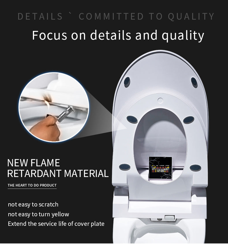 Glacier Luxury  One-Piece Smart Toilet Floor Mounted HD Screen &Remote Control Simple Fashionable Design -Red Wine Smart Living and Technology