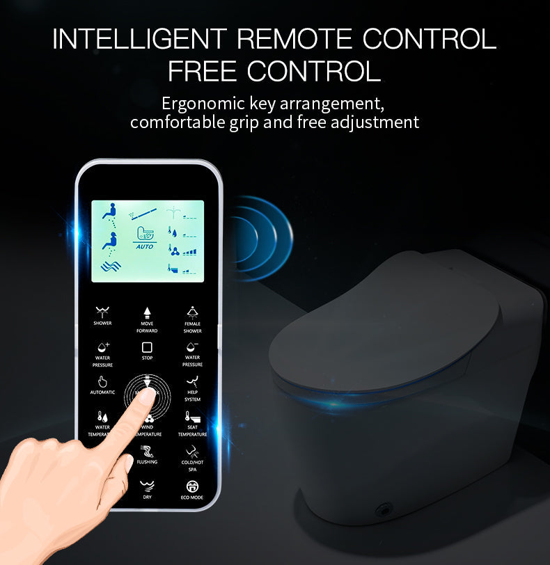 Glacier Luxury  One-Piece Smart Toilet Floor Mounted HD Screen &Remote Control Simple Fashionable Design -Red Wine Smart Living and Technology