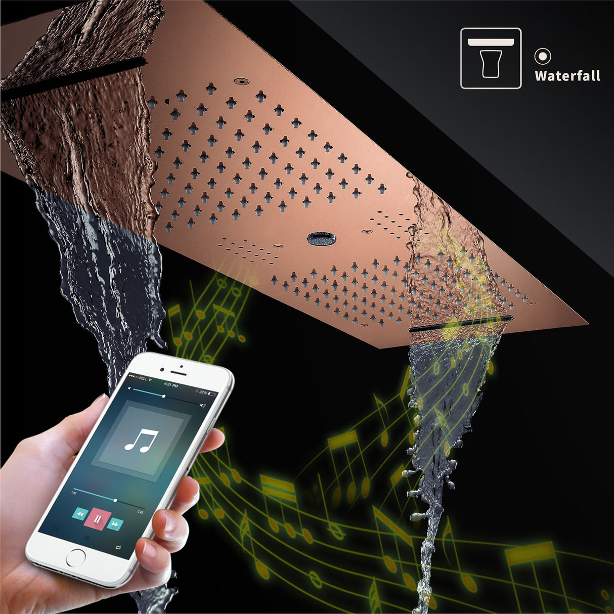 IVORY| 36" Complete ceiling shower set with 10" inch wall mounted rainfall showerhead 3 body jets dual shower head set Smart Living and Technology