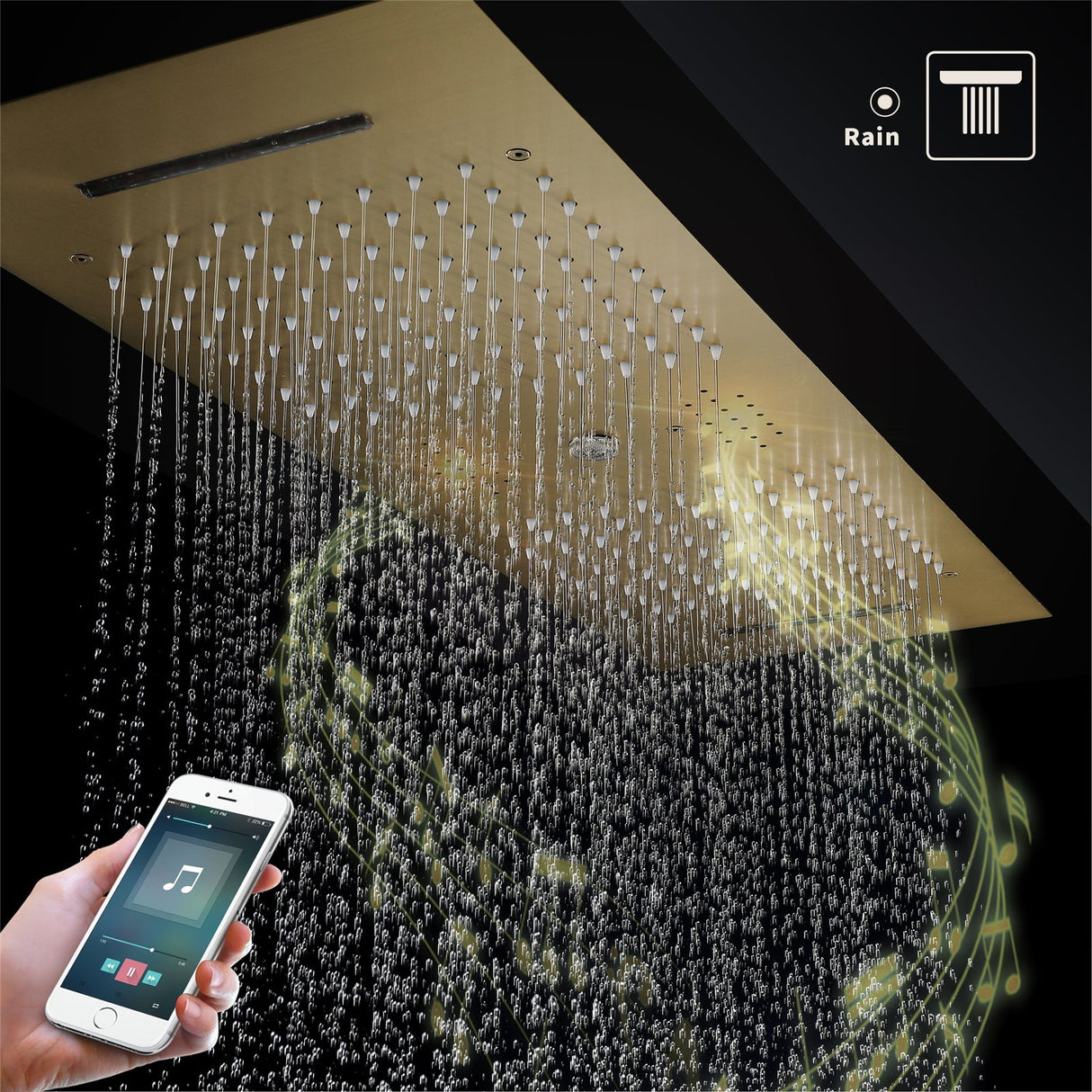 IVORY| 36" Complete ceiling shower set with 10" inch wall mounted rainfall showerhead 3 body jets dual shower head set Smart Living and Technology