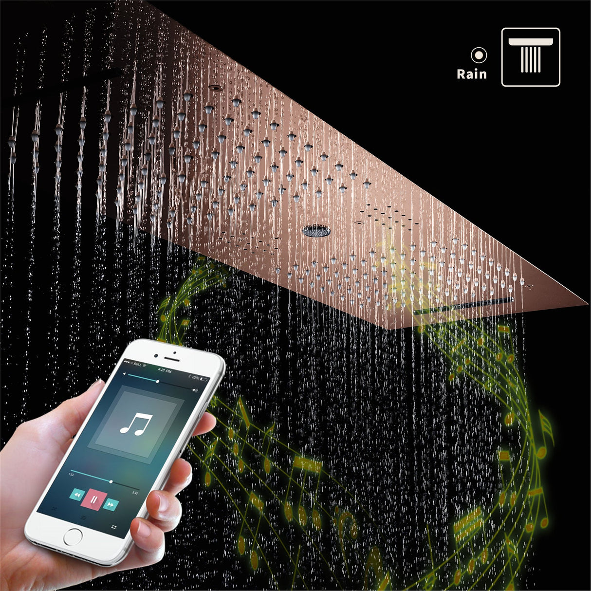 IVORY| 36" Complete ceiling shower set with 10" inch wall mounted rainfall showerhead 3 body jets dual shower head set Smart Living and Technology