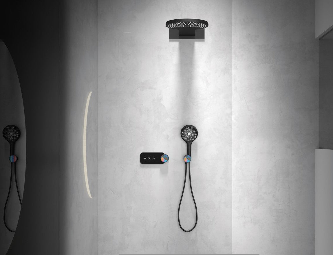 LAGUNA| Luxury Thermostatic Complete Shower Set Rainfall Waterfall showerhead Smart Living and Technology