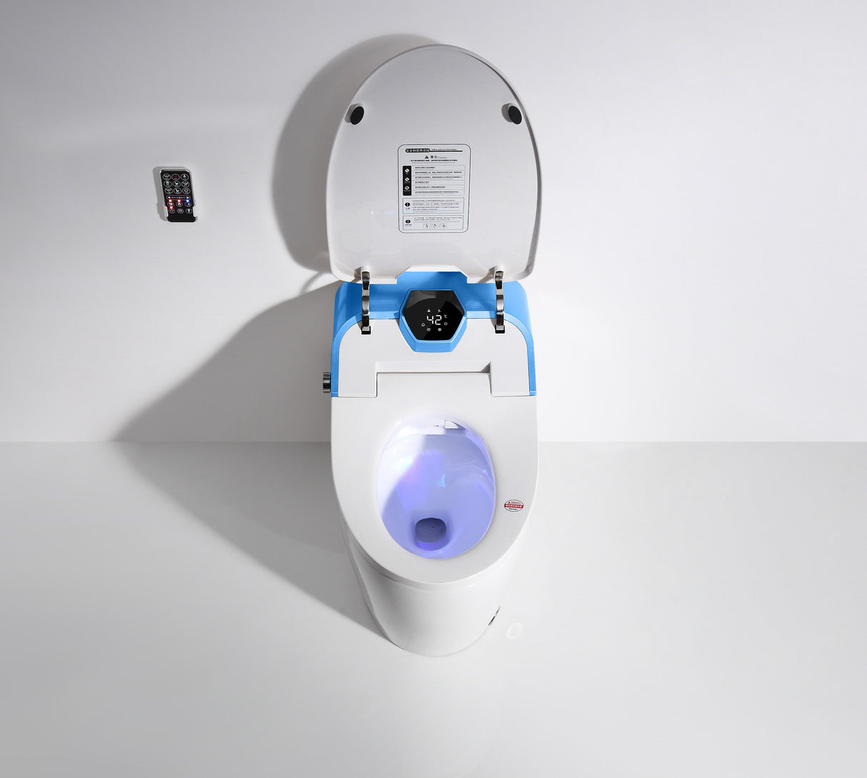 Luxury One-Piece Elongated  Smart Toilet  with LED Display & Remote Control -Blue or Turquoise Finish Smart Living and Technology