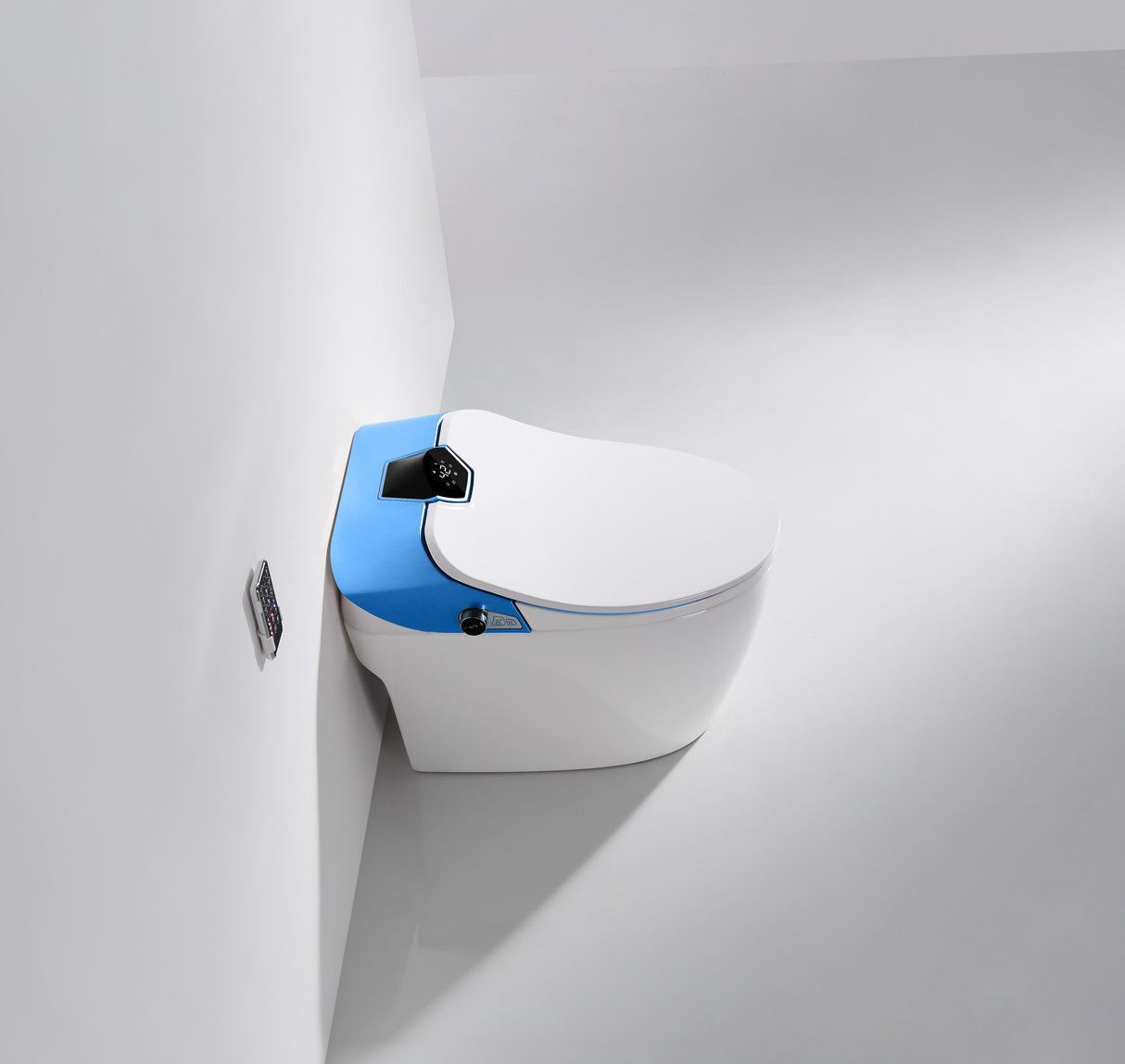 Luxury One-Piece Elongated  Smart Toilet  with LED Display & Remote Control -Blue or Turquoise Finish Smart Living and Technology