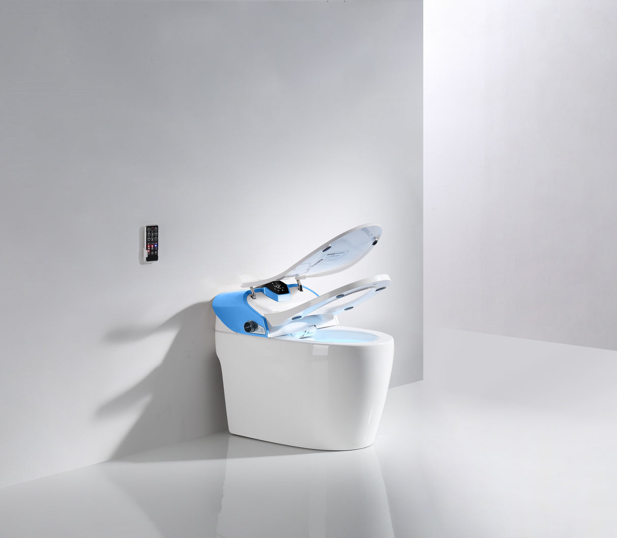 Luxury One-Piece Elongated  Smart Toilet  with LED Display & Remote Control -Blue or Turquoise Finish Smart Living and Technology