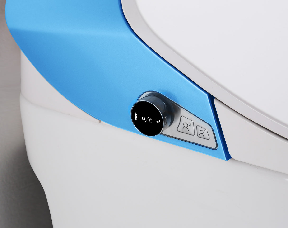 Luxury One-Piece Elongated  Smart Toilet  with LED Display & Remote Control -Blue or Turquoise Finish Smart Living and Technology
