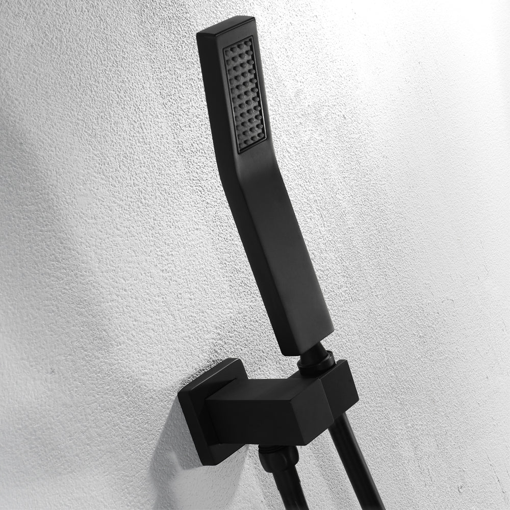 MONACO BLACK | 20"x 20" Complete Luxury LED Music shower set Rainfall , Waterfall, Mist Spray 6x Body Jets Smart Living and Technology