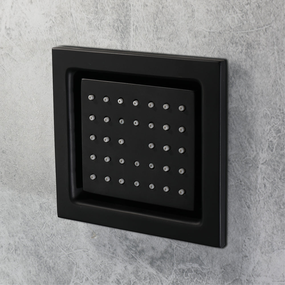 MONACO BLACK | 20"x 20" Complete Luxury LED Music shower set Rainfall , Waterfall, Mist Spray 6x Body Jets Smart Living and Technology
