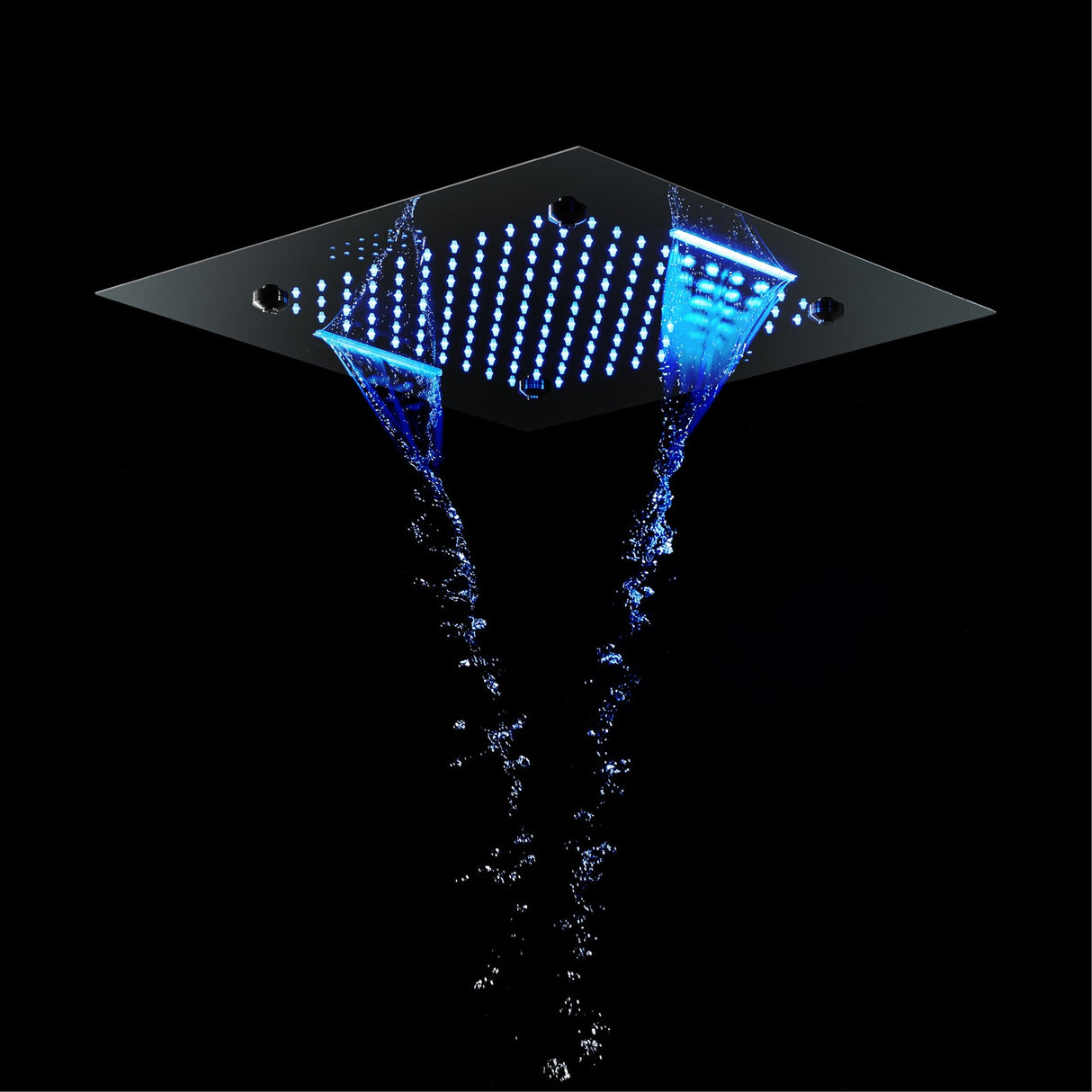 MONACO Chrome | 20" x 20" Complete Luxury LED Music shower set Rainfall , Waterfall, Mist Spray 6x Body Jets Smart Living and Technology