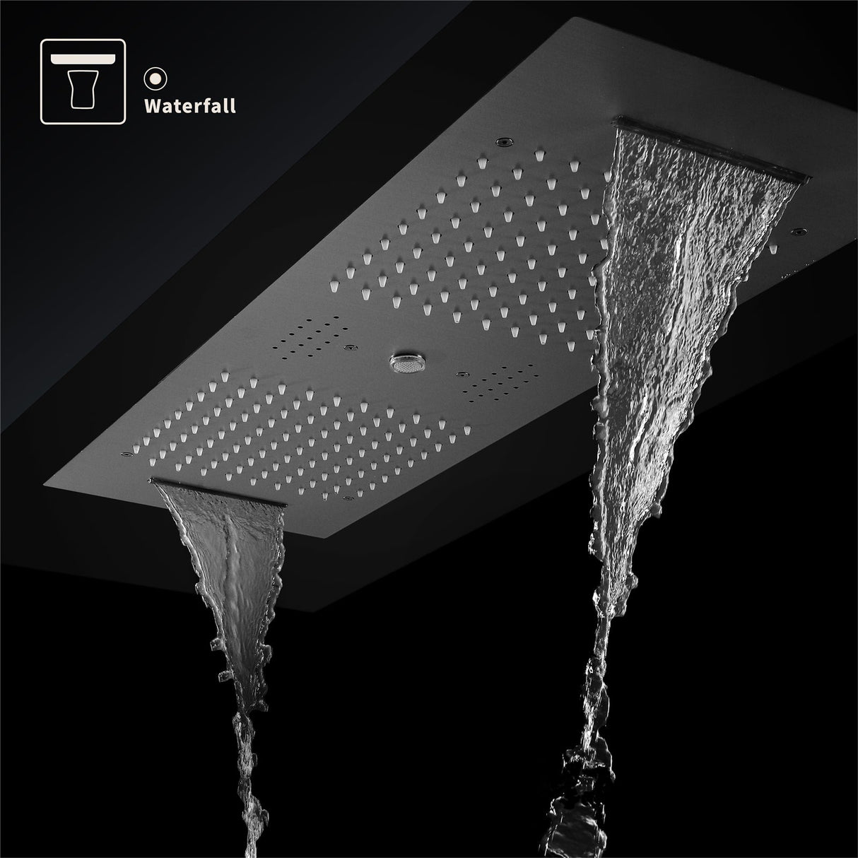 Niagara| 36" Complete Luxury Thermostatic LED Music  Shower Set Waterfall Rainfall Water  Column Functions Smart Living and Technology