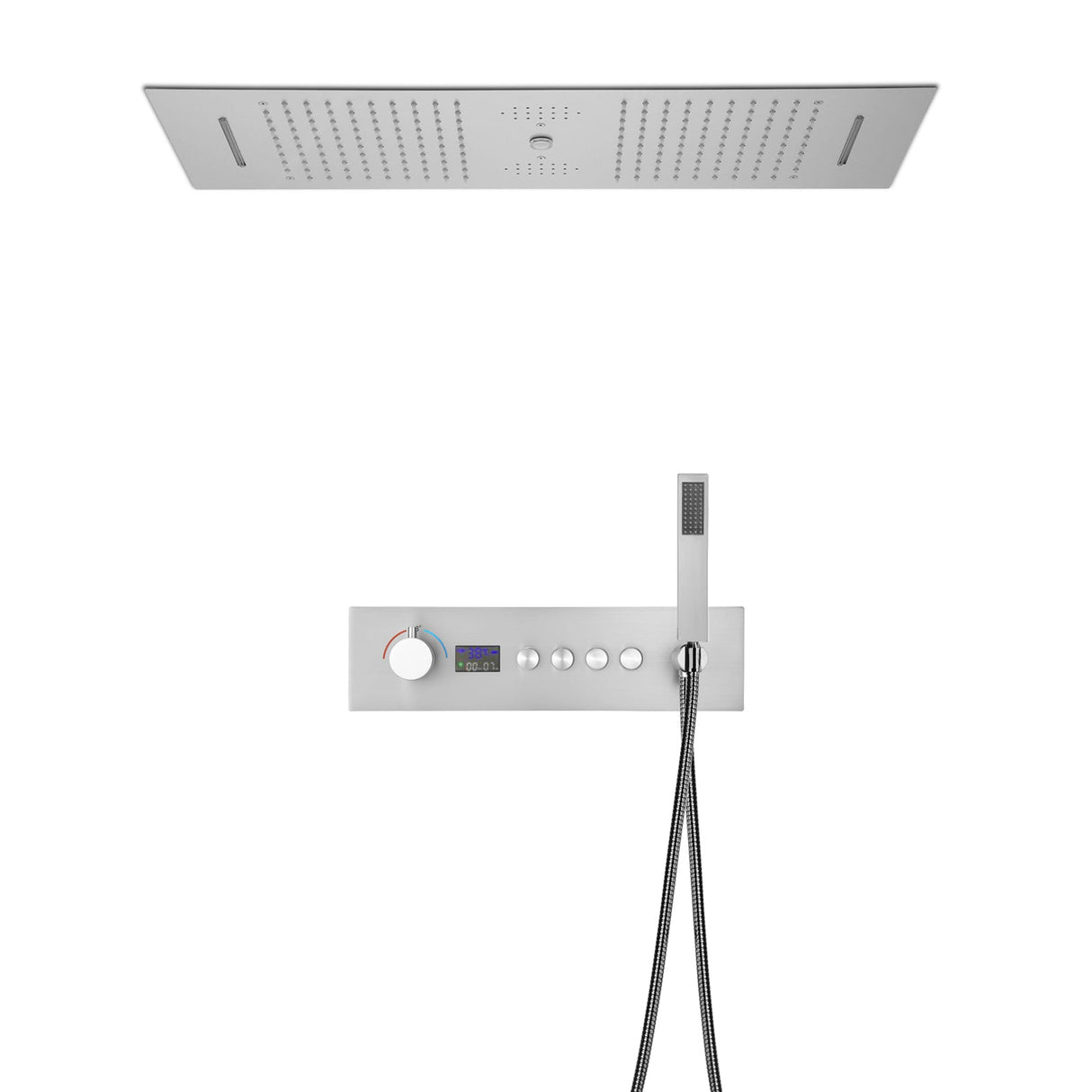 Niagara| 36" Complete Luxury Thermostatic LED Music  Shower Set Waterfall Rainfall Water  Column Functions Smart Living and Technology