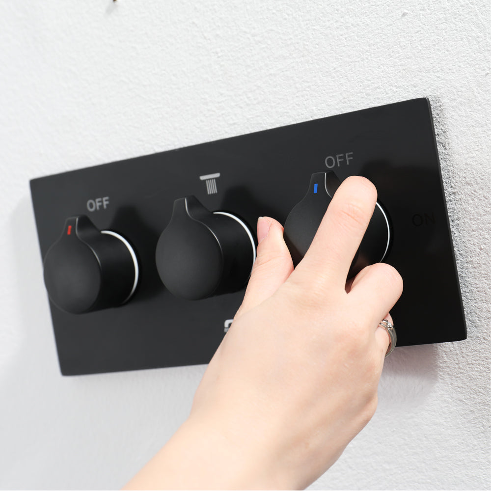 Queen Creek "12x"12 LED Pressure Balanced LED Rain Shower System - Available in Black & Chrome Smart Living and Technology