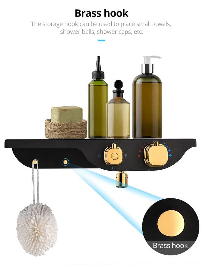 Rain  Thermostatic Shower System Black /Gold with Hand shower &Spout Smart Living and Technology