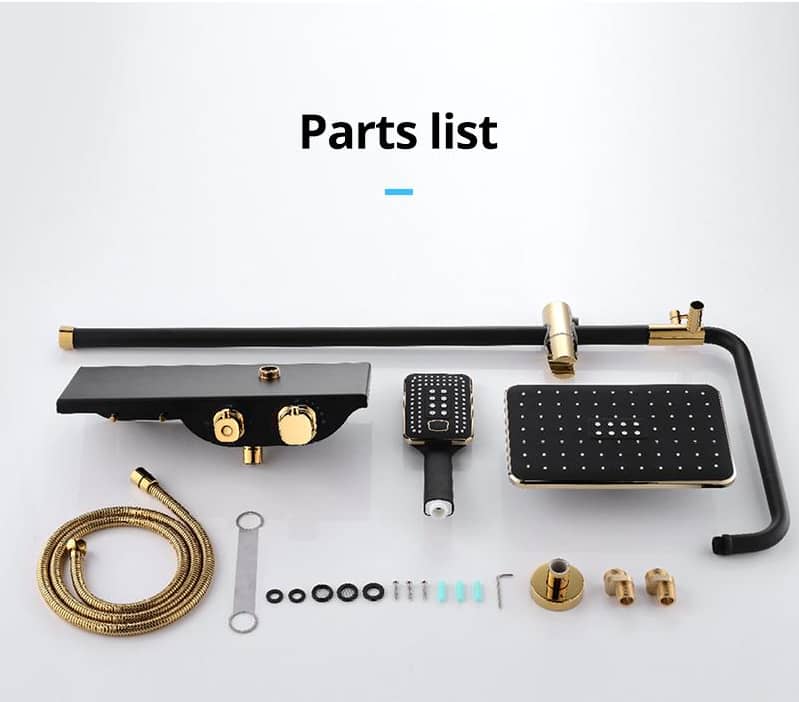 Rain  Thermostatic Shower System Black /Gold with Hand shower &Spout Smart Living and Technology