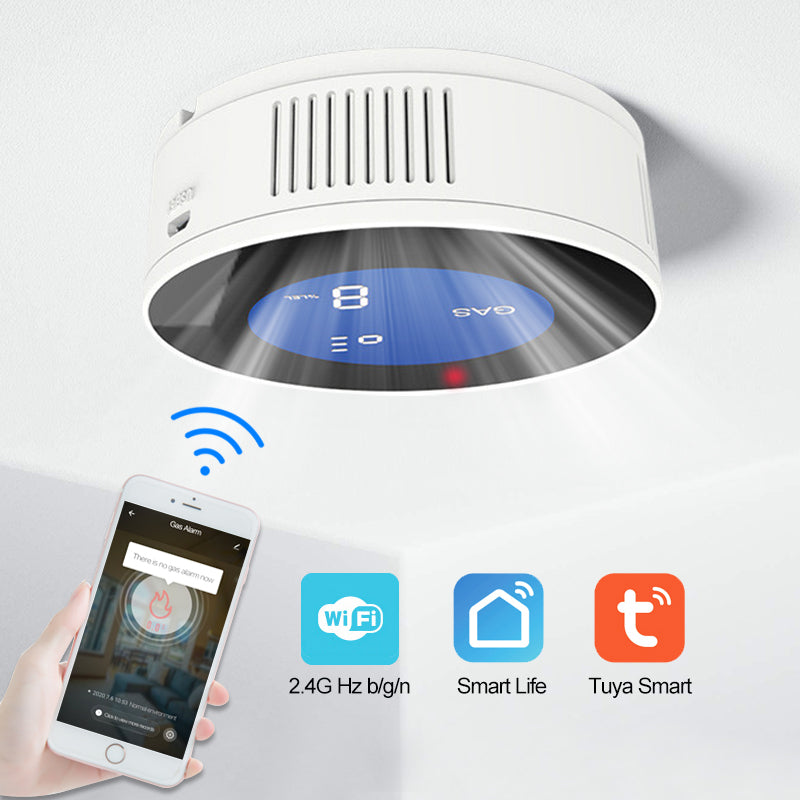 Smart Gas Leak detector LCD Screen Built-in Wi-Fi Detect main Harmful Gas with Smart APP Notification Anywhere Smart Living and Technology