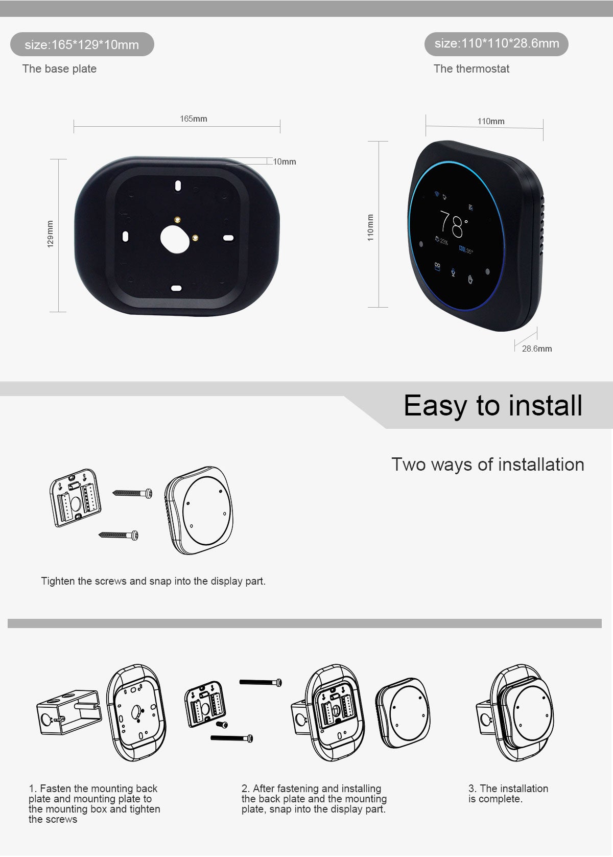 Smart Thermostat Programmable Voice Command Control Built-in Speakers and Alexa Wi-Fi App Control Smart Living and Technology
