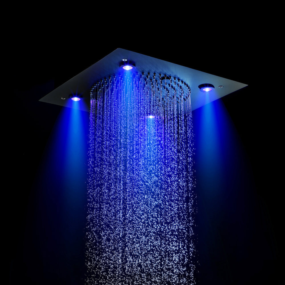 ZANZIBAR - 12" X 12" Luxury Complete Rain & Misty Spray LED Shower Set with Hand Shower & Spout. Matte Black Smart Living and Technology