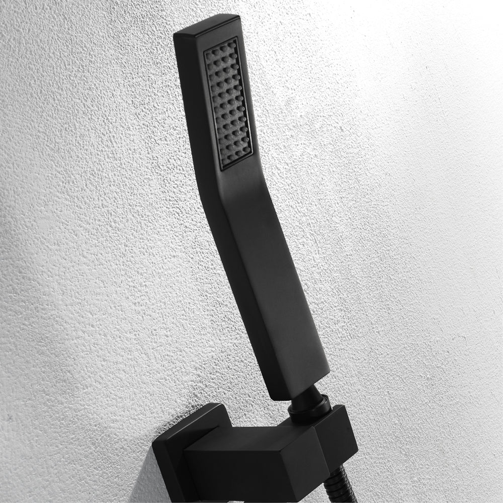 ZANZIBAR - 12" X 12" Luxury Complete Rain & Misty Spray LED Shower Set with Hand Shower & Spout. Matte Black Smart Living and Technology