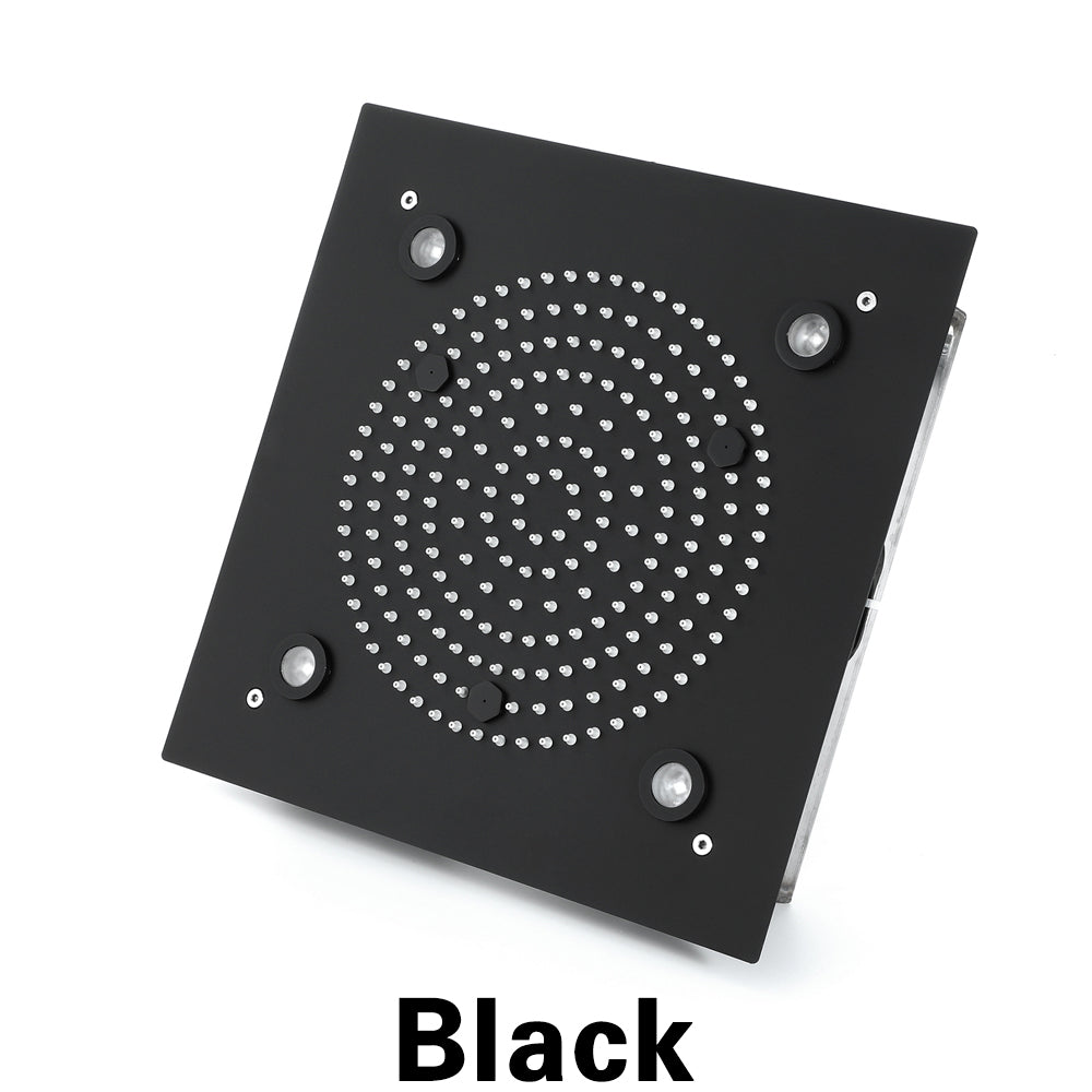 ZANZIBAR - 12" X 12" Luxury Complete Rain & Misty Spray LED Shower Set with Hand Shower & Spout. Matte Black Smart Living and Technology