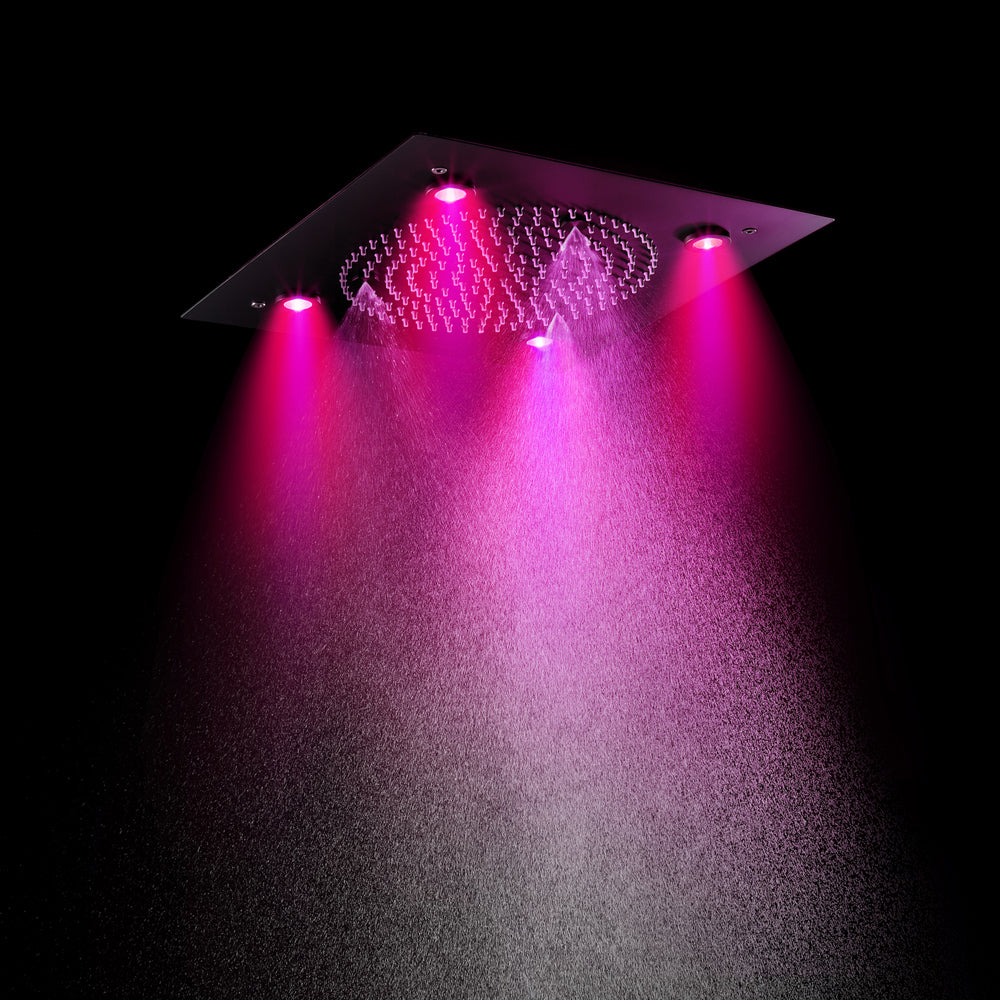 ZANZIBAR - 12" X 12" Luxury Complete Rain & Misty Spray LED Shower Set with Hand Shower & Spout. Matte Black Smart Living and Technology