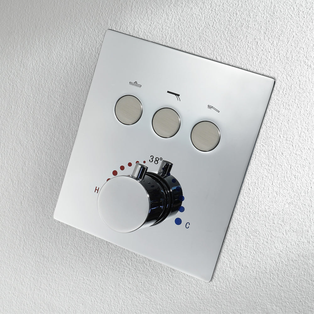 Zanzibar Chrome -12" X 12" Luxury Complete Rain & Misty Spray LED Shower Set with Hand Shower & Spout. Smart Living and Technology