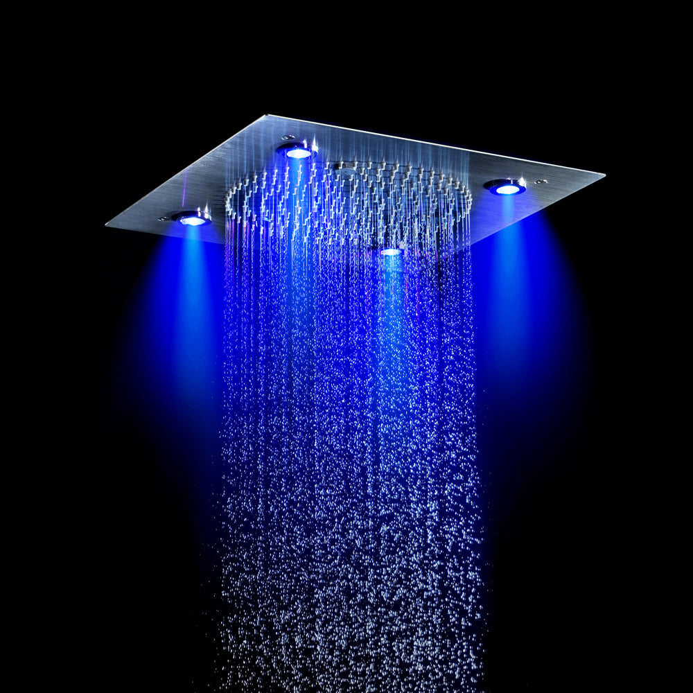 Zanzibar Chrome -12" X 12" Luxury Complete Rain & Misty Spray LED Shower Set with Hand Shower & Spout. Smart Living and Technology