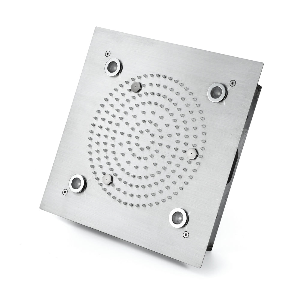 Zanzibar Chrome -12" X 12" Luxury Complete Rain & Misty Spray LED Shower Set with Hand Shower & Spout. Smart Living and Technology