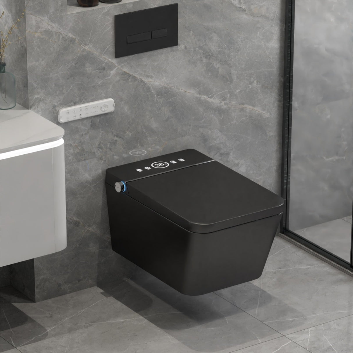 MIAH|  WALL HUNG LUXURY SMART TOILET HEATED SEAT AIR DRYER SMART TOILET