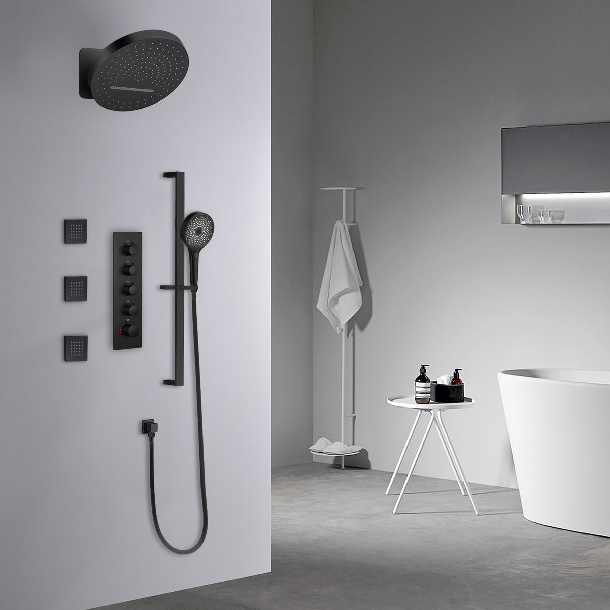 REENA| Luxury thermostatic rainfall and waterfall complete shower system