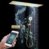 MALIBU|36inch COMPLETE LED MUSIC SHOWER SYSTEM DIGITAL DISPLAY VALVE PUSH BUTTON THERMOSTATIC SHOWER SET