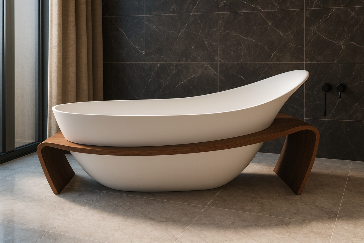 ARTICA|71" FREE STANDNING BATHTUB SOLID SURAFCE STONE RESIN  STYLISH SOAKING TUB