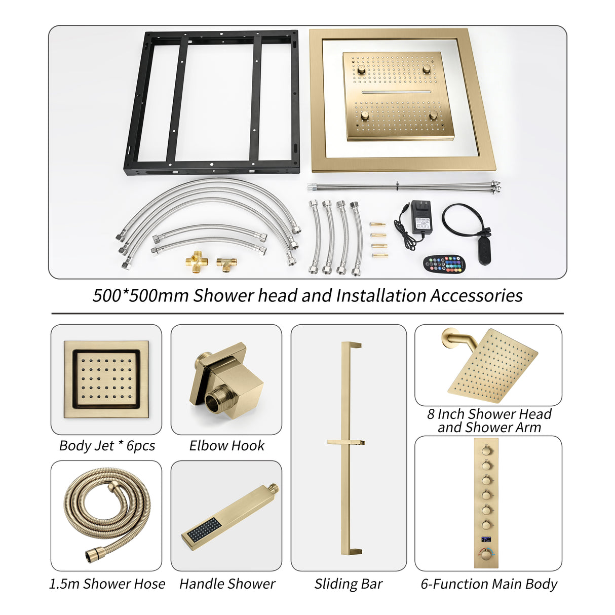 AVIER|20"COMPLETE SHOWER SYSTEM WITH INFINITY LED MIRROR MULTI COLORS LIGHTING